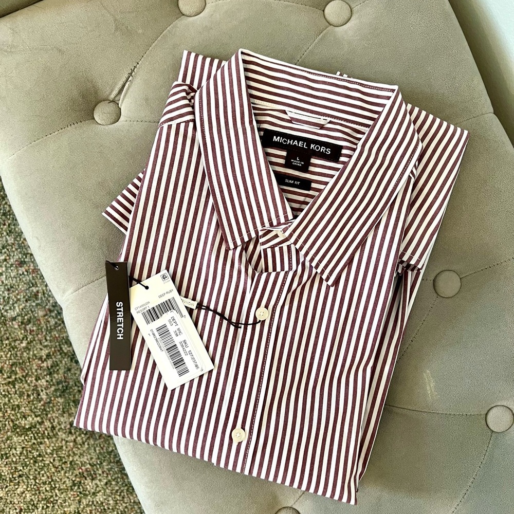 Brand NEW!! Men’s Michael Kors pinstripe long sleeve dress shirt!